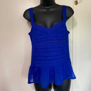 American Eagle Blue Ruched Peplum Tank Top